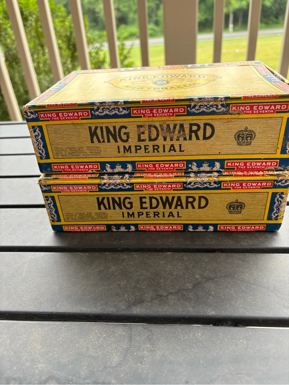 King Edward Imperial Vintage Cigar Box (2)- Portrait Design - White & Yellow.